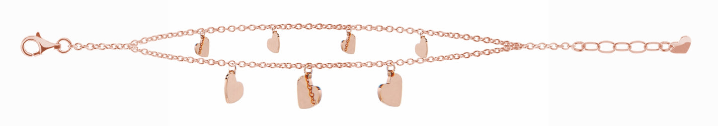 Bracciale acciaio 316 Filo doppio cuori rosè