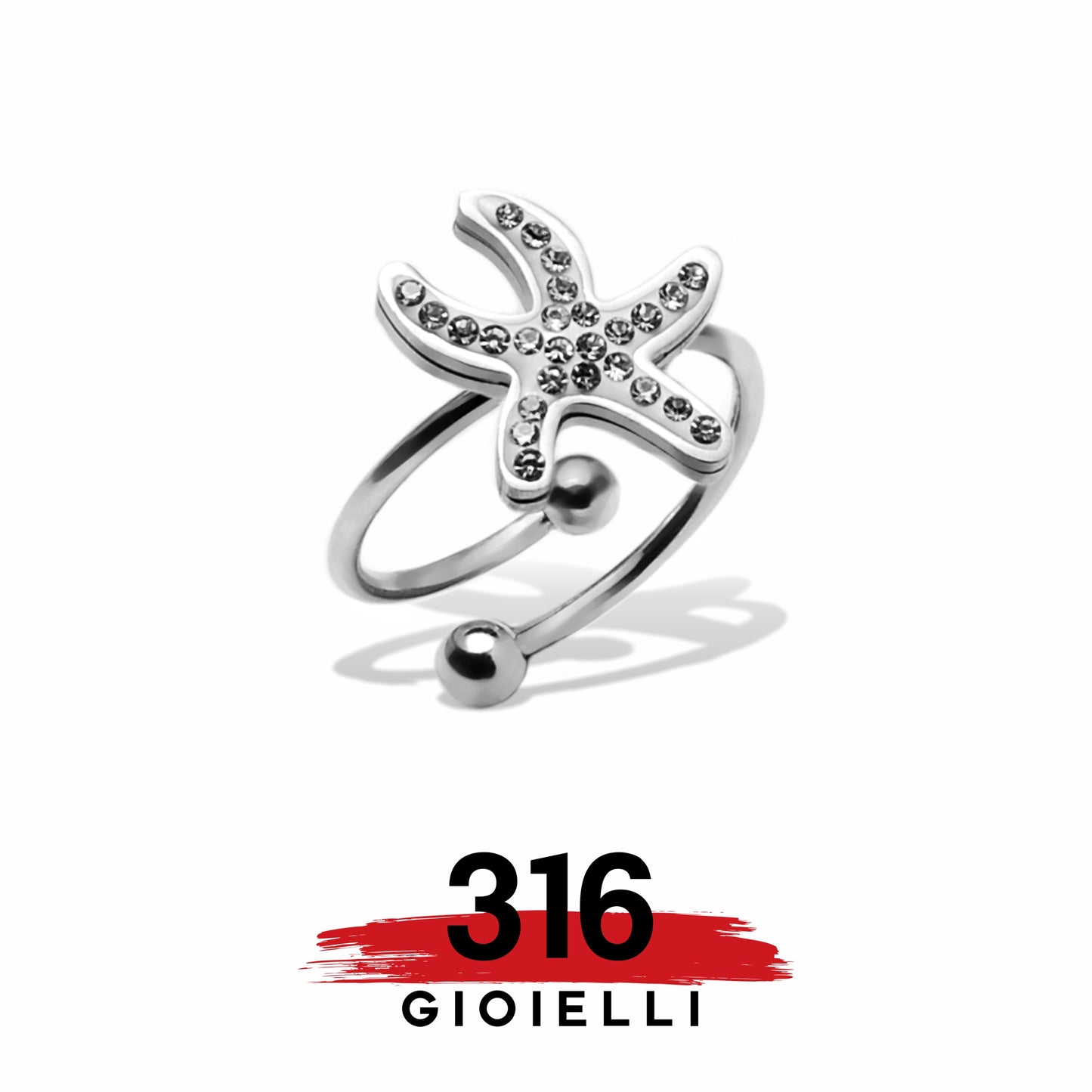 Anello in acciaio 316 Stella Marina