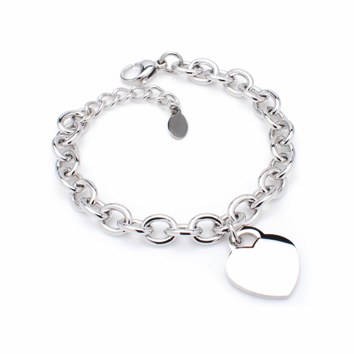 Bracciale in Acciaio 316 Cuore c/moschettone
