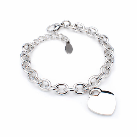 Bracciale in Acciaio 316 Cuore c/moschettone