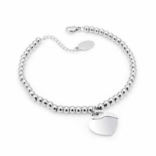 Bracciale in Acciaio 316 Cuore c/sfere small