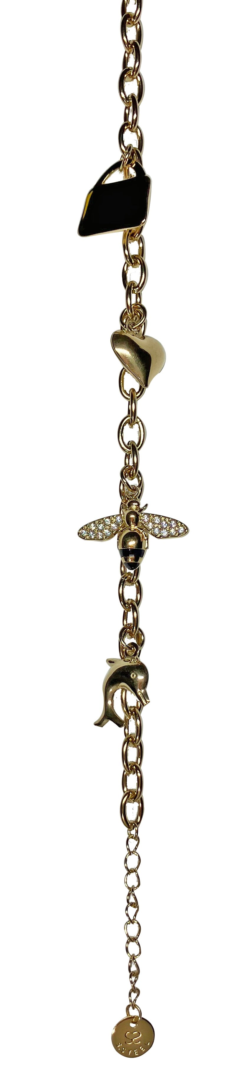 Bracciale con Api – Eleganza Naturale in Oro e Acciaio