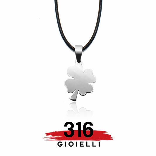 Collanina  in acciaio 316 con pendente quadrifoglio