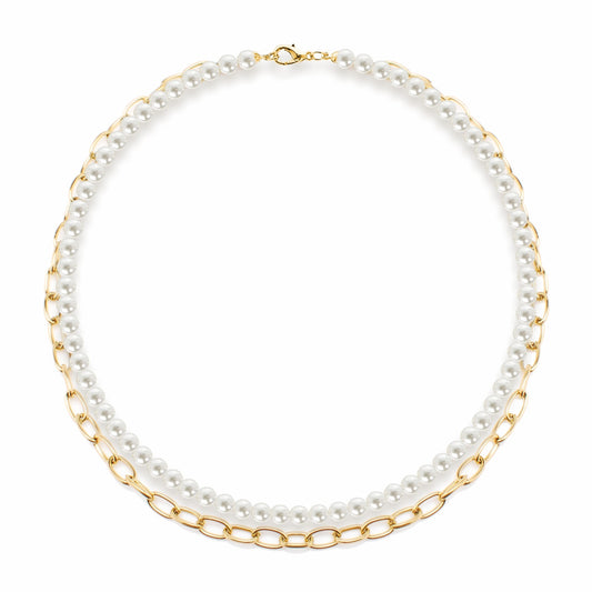 Collana in Acciaio 316 Gold e Perle