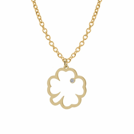 Collana in acciaio 316 c/ciondolo quadrifoglio