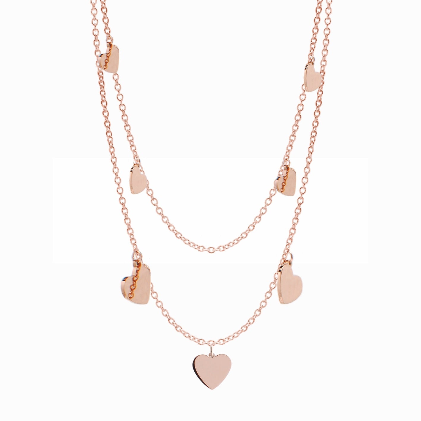 Bracciale in Acciaio 316 rosè con pendenti cuori