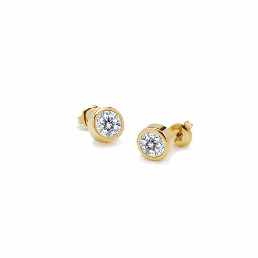 Orecchini in acciaio 316 Punto Luce -Cubic zirconia - Gold