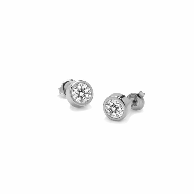 Orecchini in acciaio 316 Punto Luce -Cubic zirconia - Silver