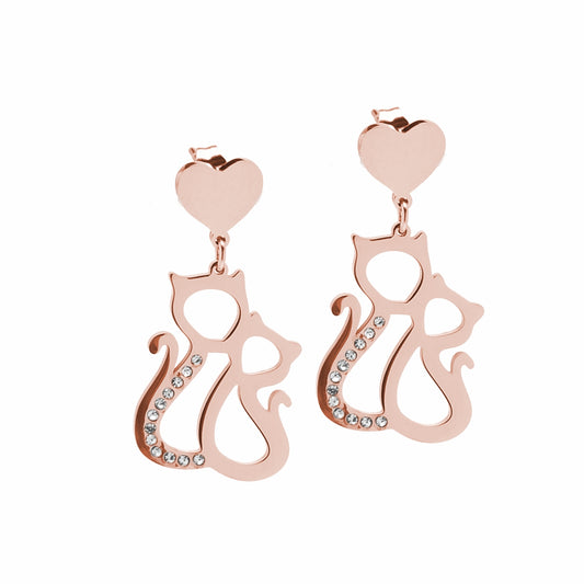 Orecchini in acciaio rosè 316 Gattini