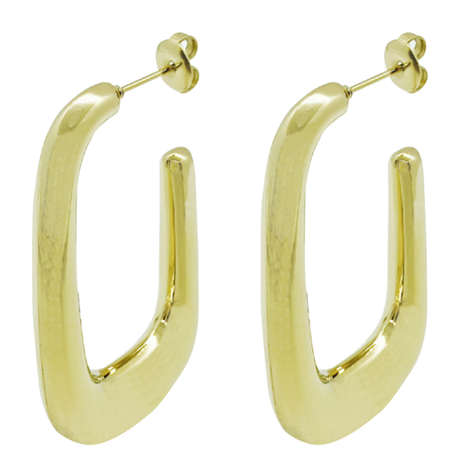 Orecchini Tondi con Forma Quadrata in Acciaio e Oro – Stile Unico e Moderno